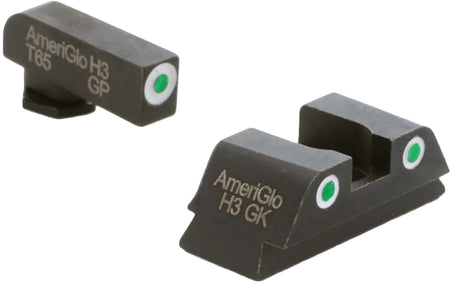 AmeriGlo GL430 Classic Tritium Glock Sight Set – Green Tritium White Outline Front Sight & Rear Sight