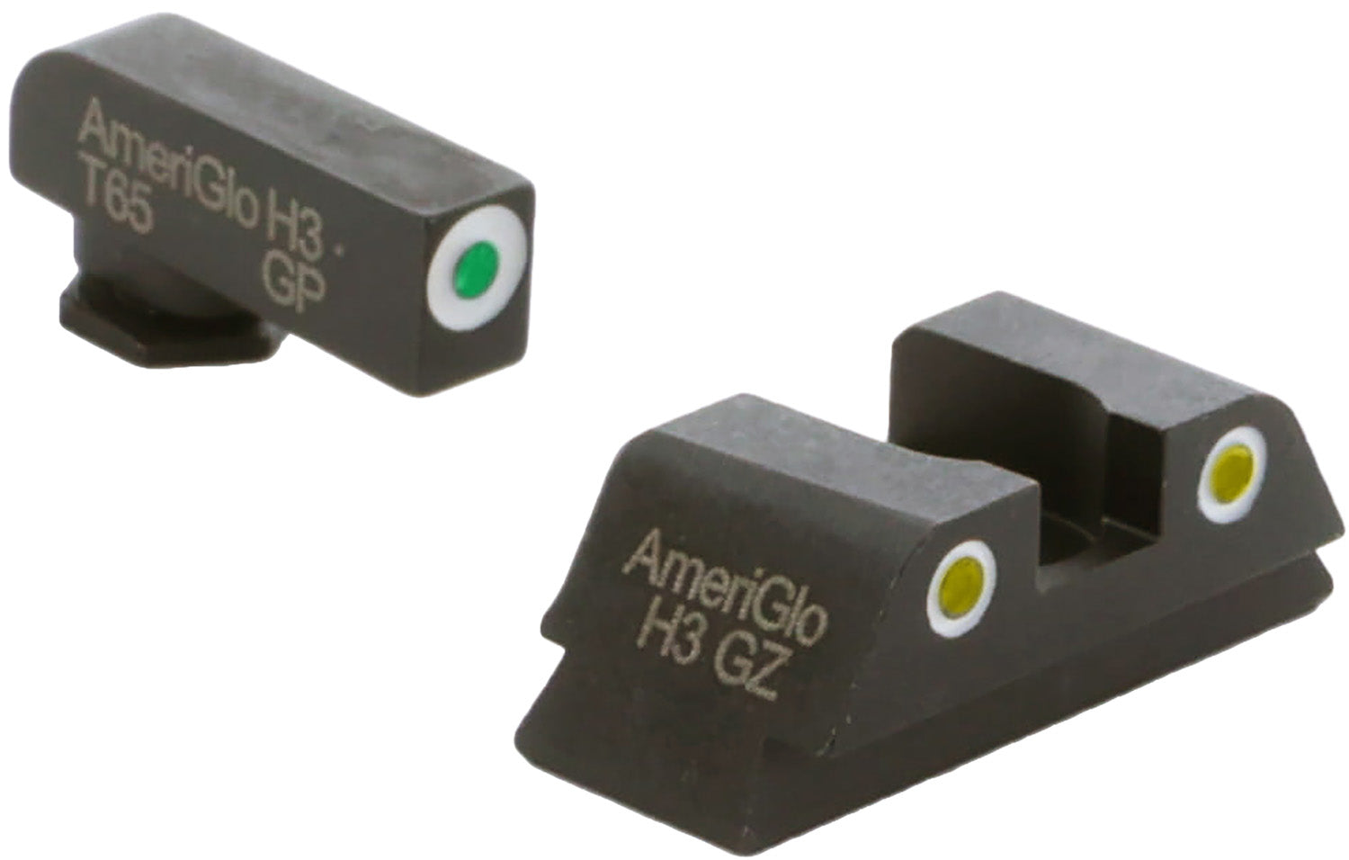 AmeriGlo GL431 Classic Tritium Glock Sight Set – Green Tritium Front with Yellow Tritium White Outline Rear Sight