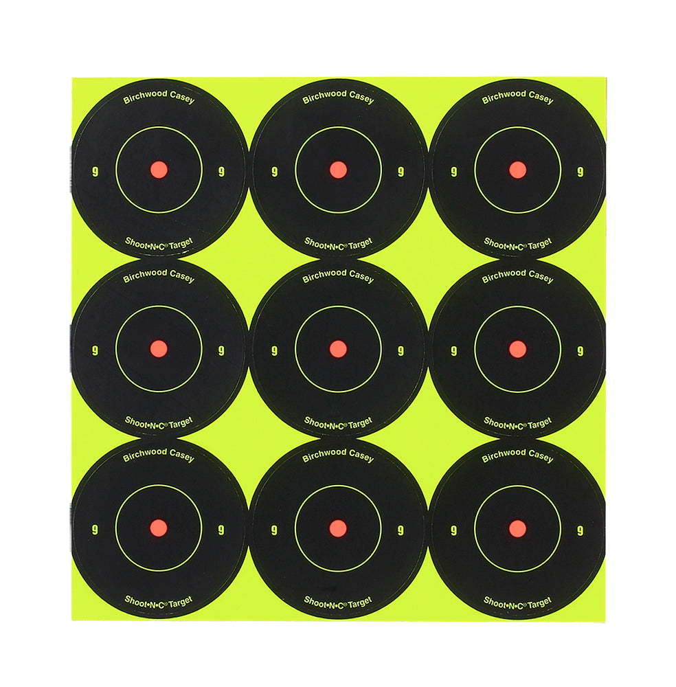 Birchwood Casey Shoot-N-C Reactive 2" Bullseye Paper Target Black/Yellow 12 Pack