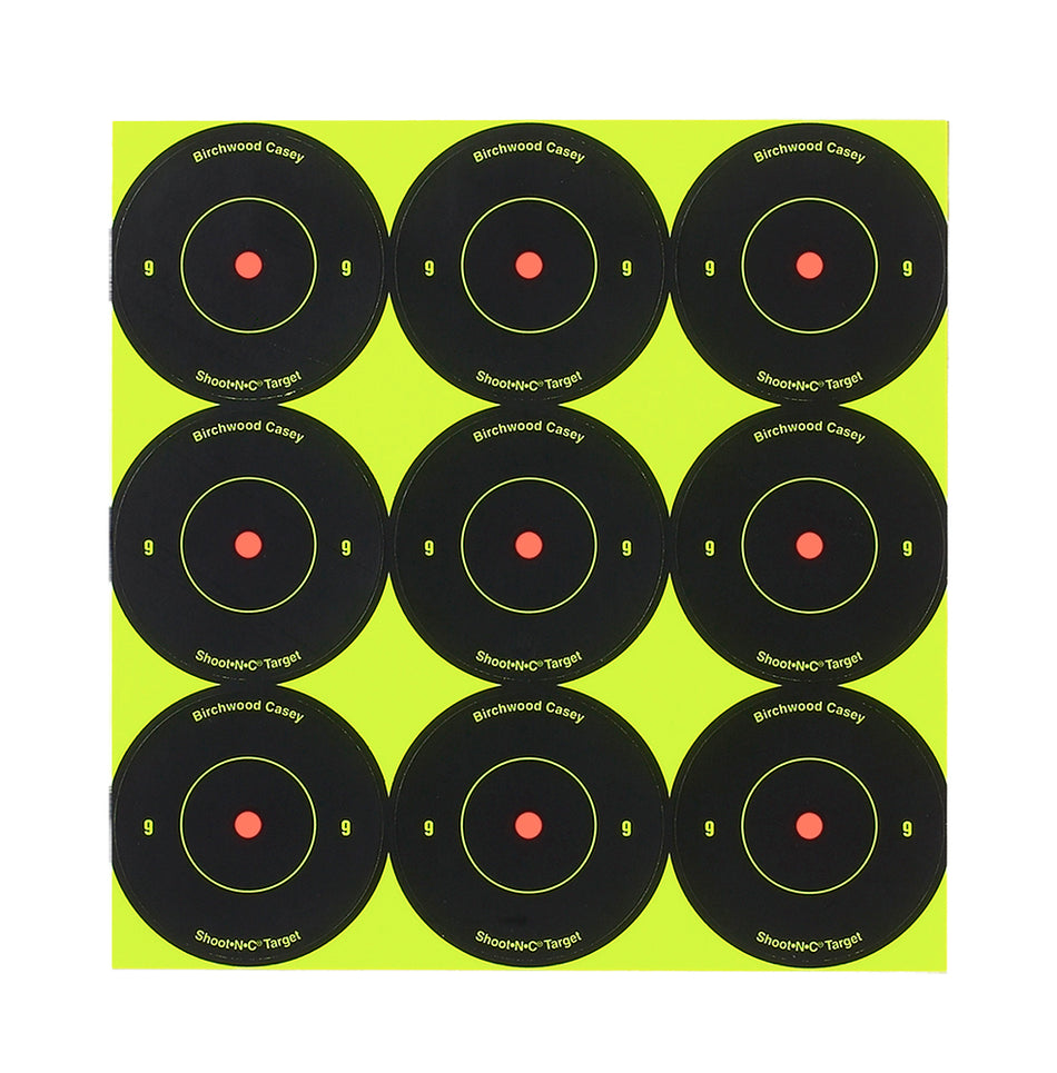 Birchwood Casey Shoot-N-C Reactive 2" Bullseye Paper Target Black/Yellow 12 Pack