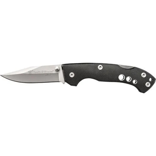 S&W 24-7 Lockback Folding Knife CK109 3 Inch Black Aluminum Handle
