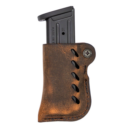 Versacarry Leather Mag Carrier Double Stack Brown