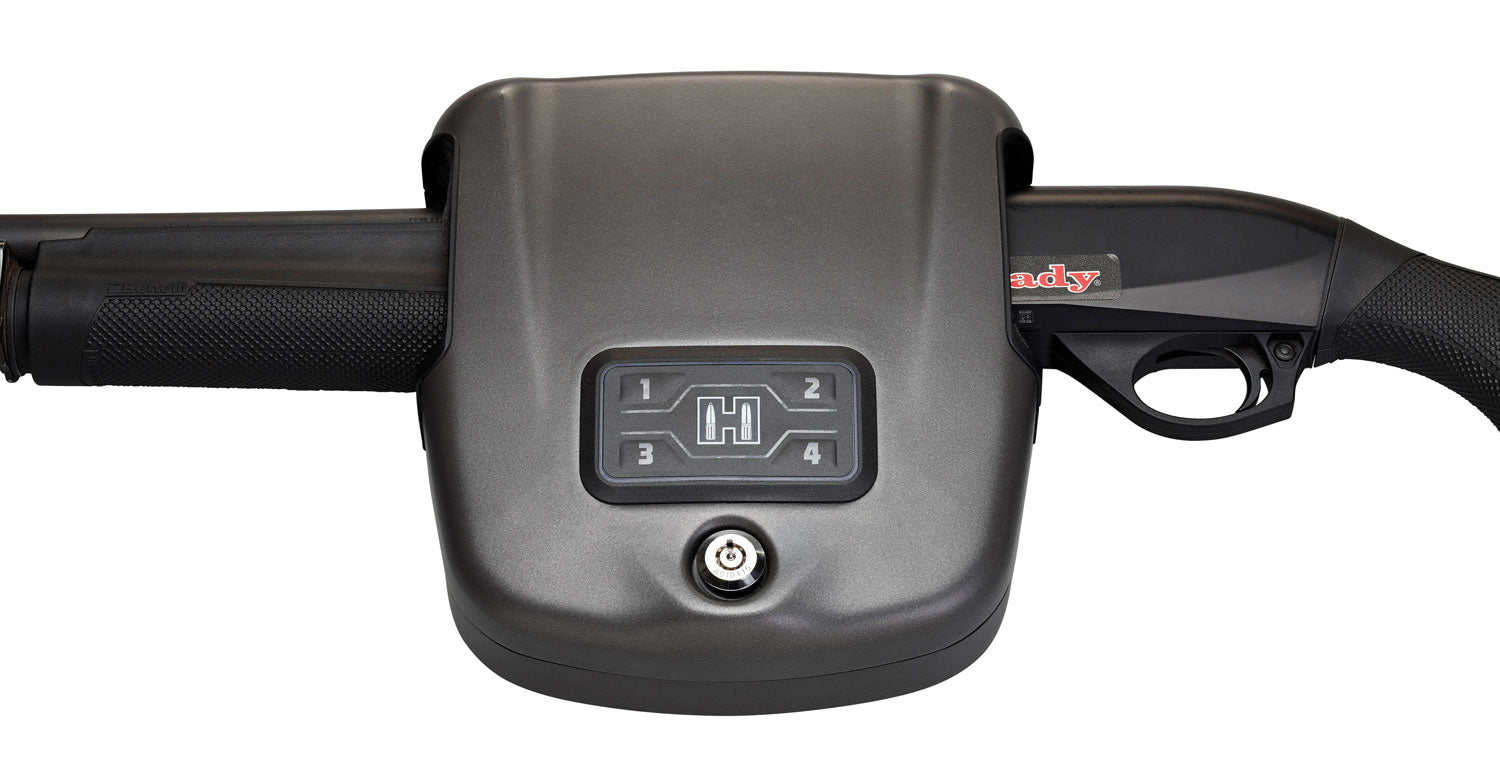 Hornady 98180 Rapid Safe Shotgun Wall Mount Lock RFID Access Code Key Black Steel