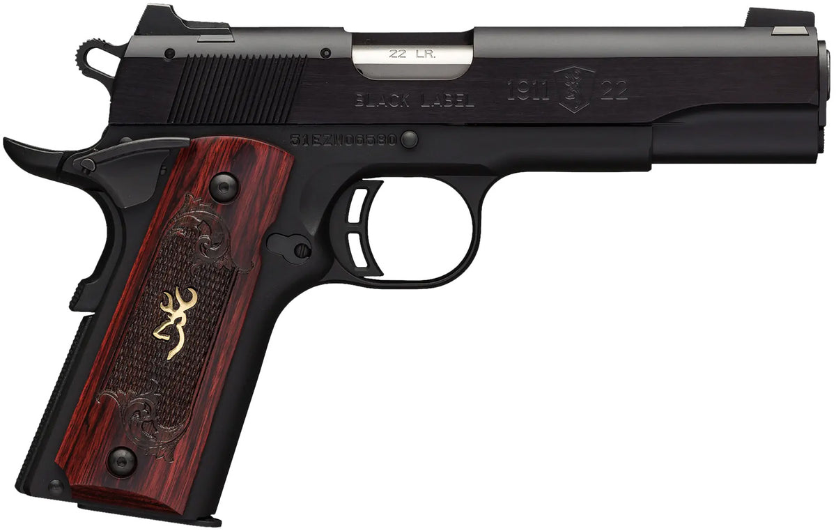 Browning 051851490 1911-22 Black Label Medallion Full Size Frame 22 LR 10+1, 4.25" Target Crown Barrel, Matte Black Serrated Slide & Aluminum Frame w/Beavertail