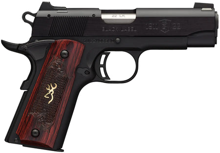 Browning 051852490 1911 Black Label Medallion Compact 22 LR 10+1, 3.63" Target Crown Barrel, Matte Black Serrated Slide & Aluminum Frame w/Beavertail