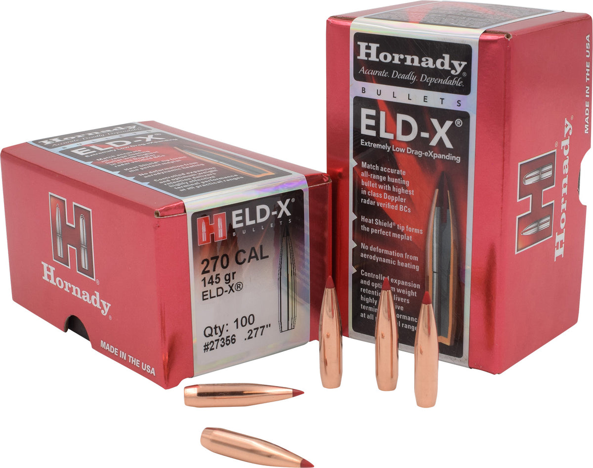 Hornady 27356 ELD-X .277 Caliber 145 Grain Reloading Bullets Box of 100