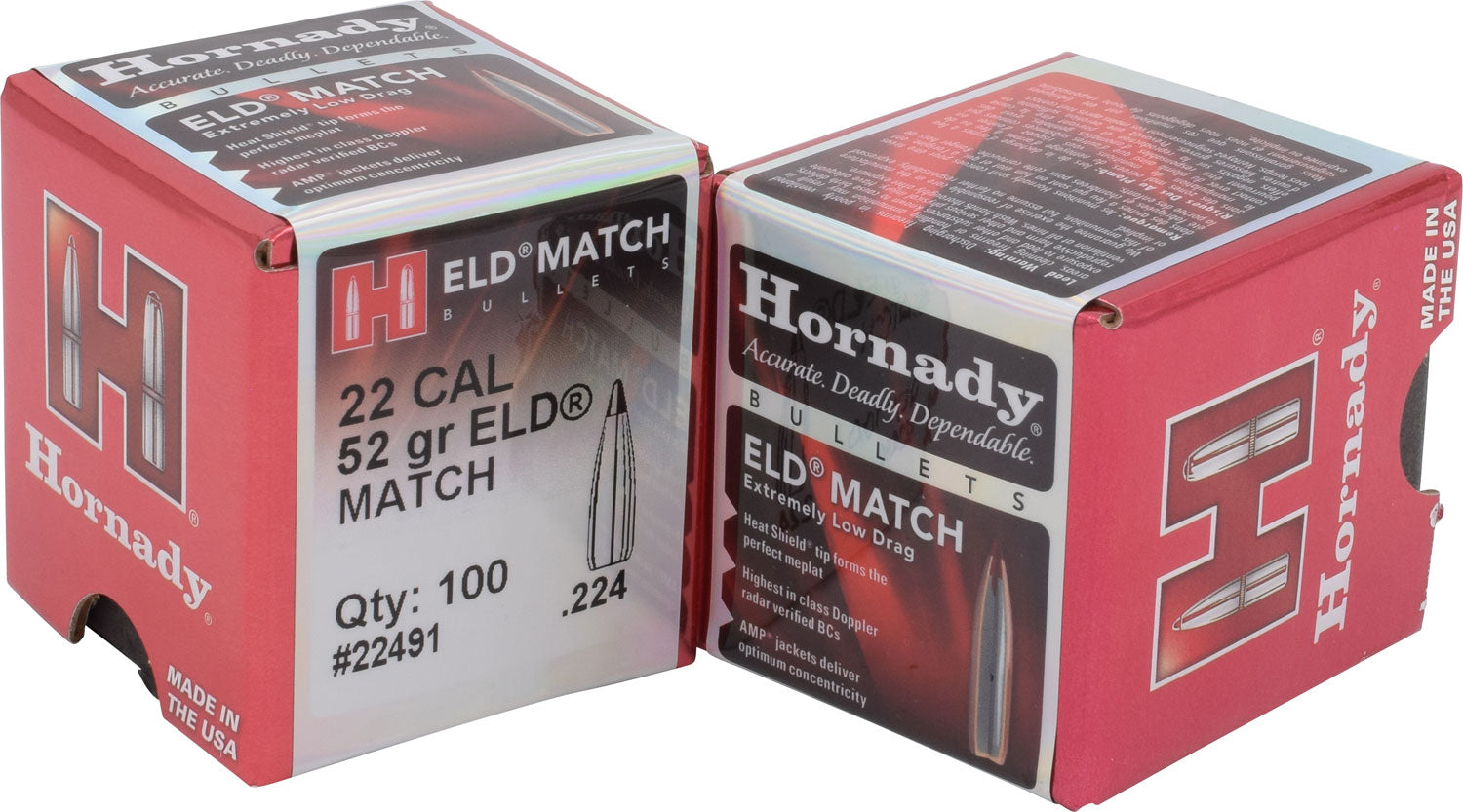 Hornady 22491 ELD Match .224 Caliber 52 Grain Target Bullets Box of 100