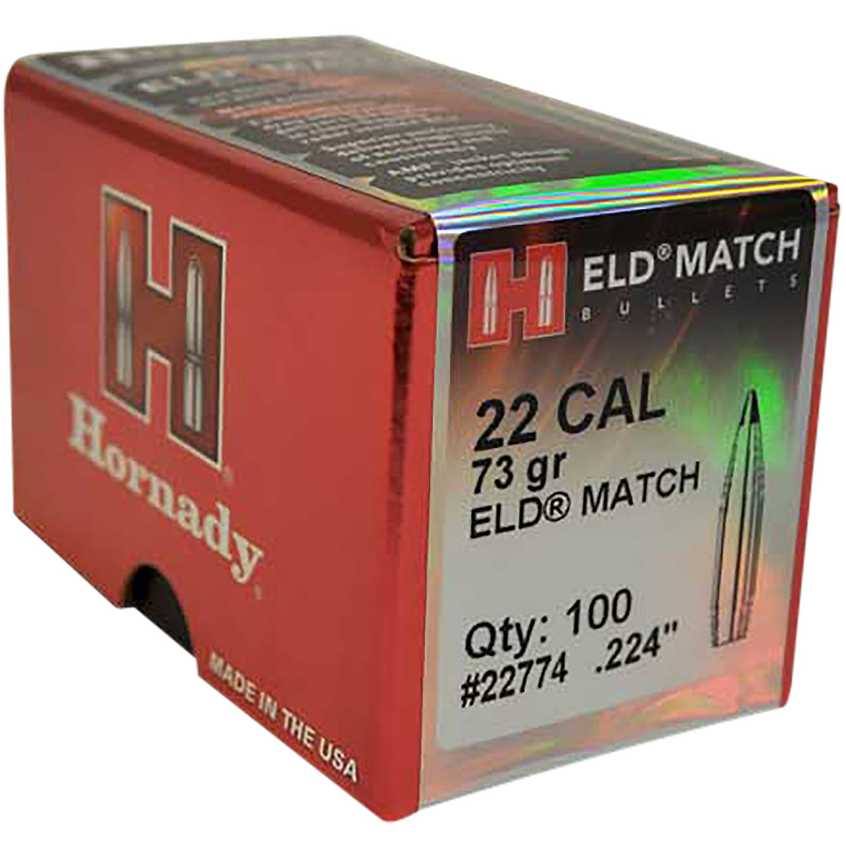 Hornady 22774 ELD Match .224 Caliber 73 Grain Target Bullets Box of 100