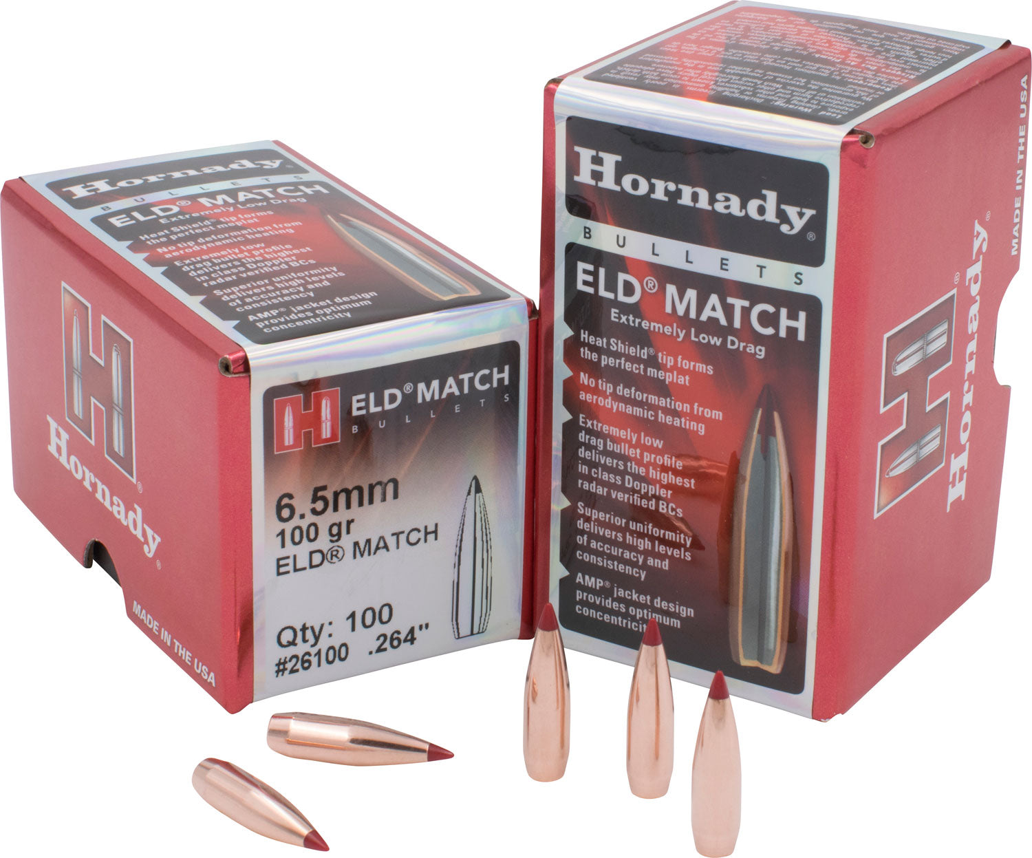 Hornady 26100 ELD Match .264 Caliber 100 Grain Target Bullets Box of 100