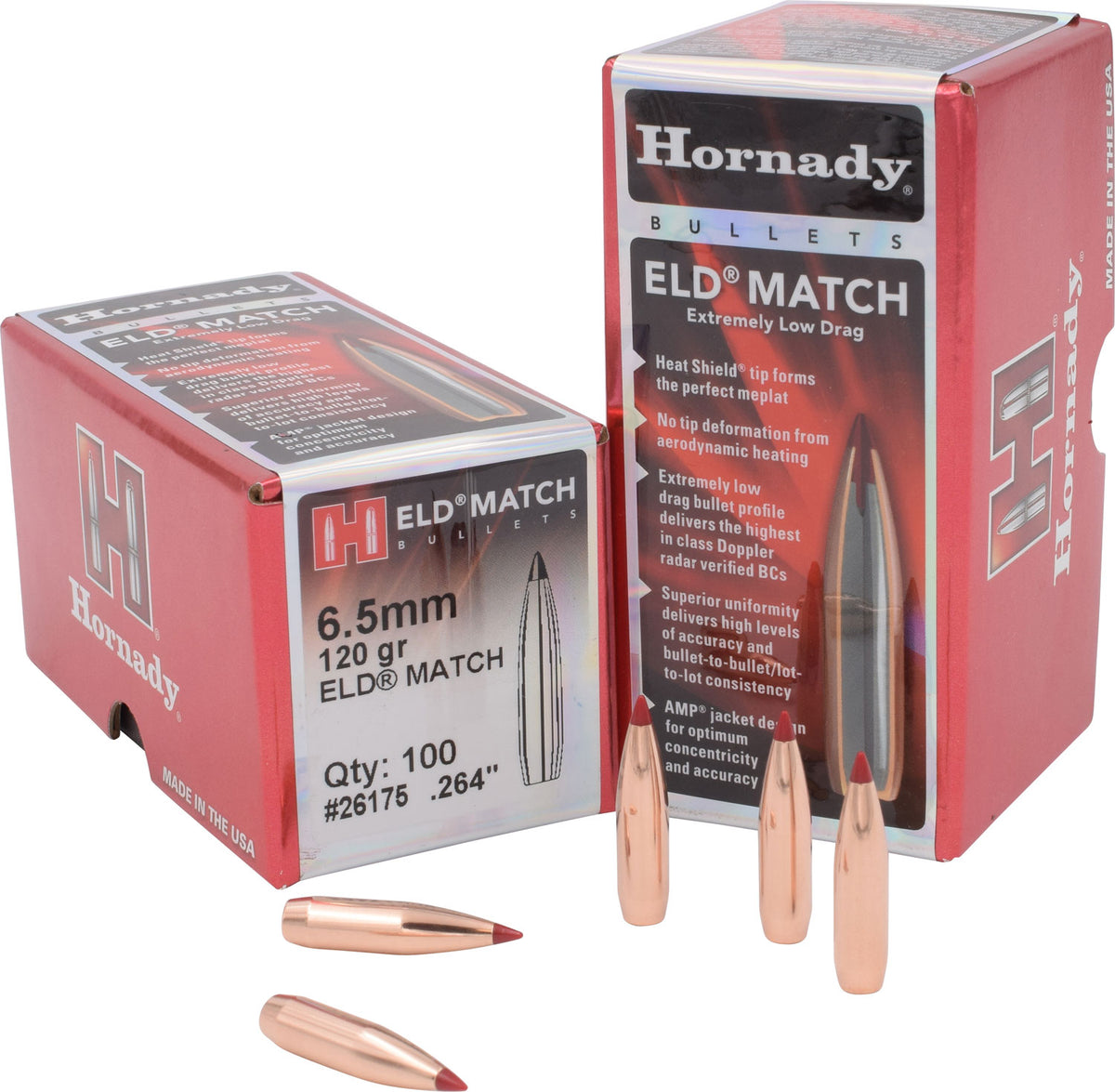 Hornady 26175 ELD Match .264 Caliber 120 Grain Target Bullets Box of 100