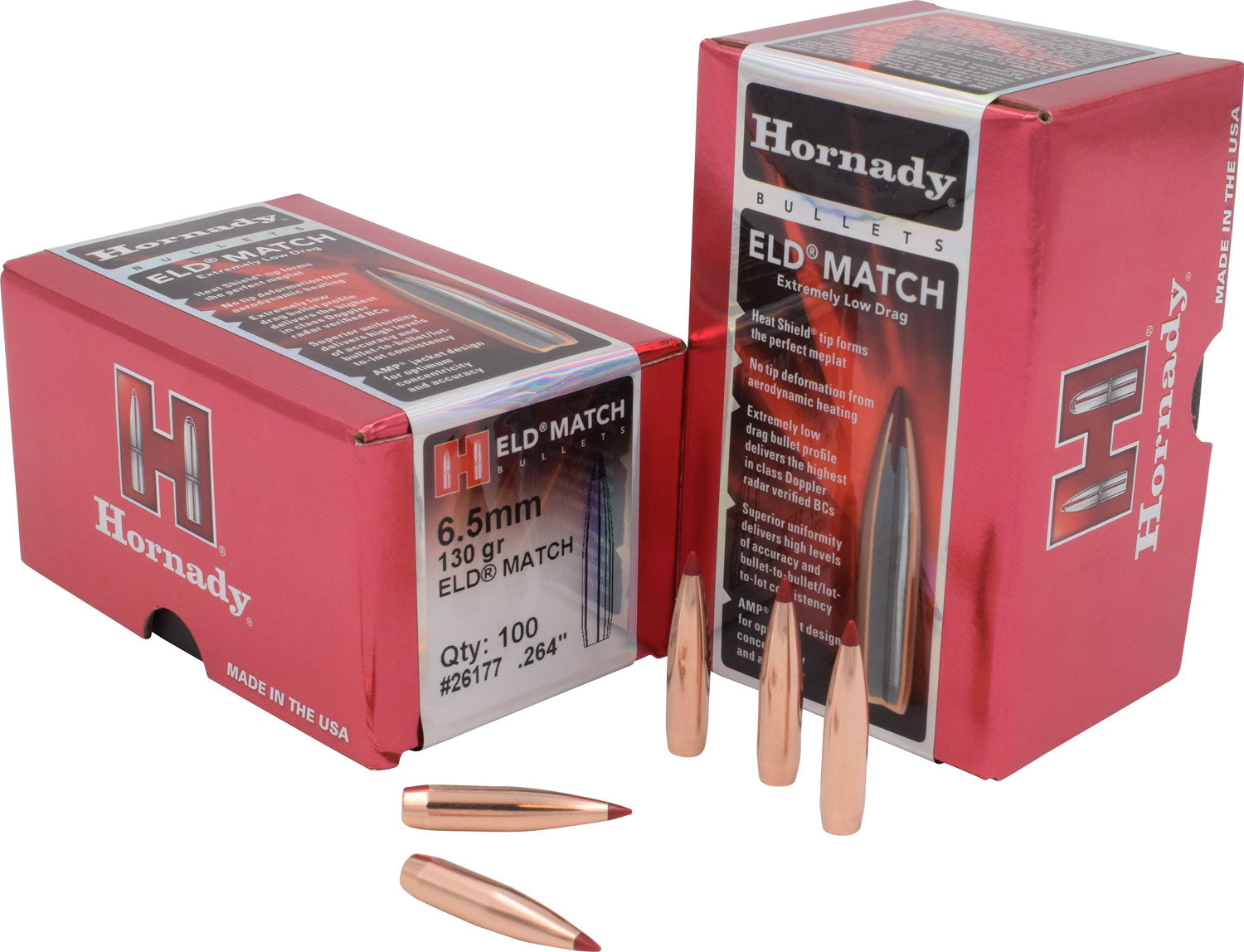 Hornady 26177 ELD Match .264 Caliber 130 Grain Target Bullets Box of 100
