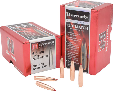 Hornady 26333 ELD Match .264 Caliber 147 Grain Target Bullets Box of 100