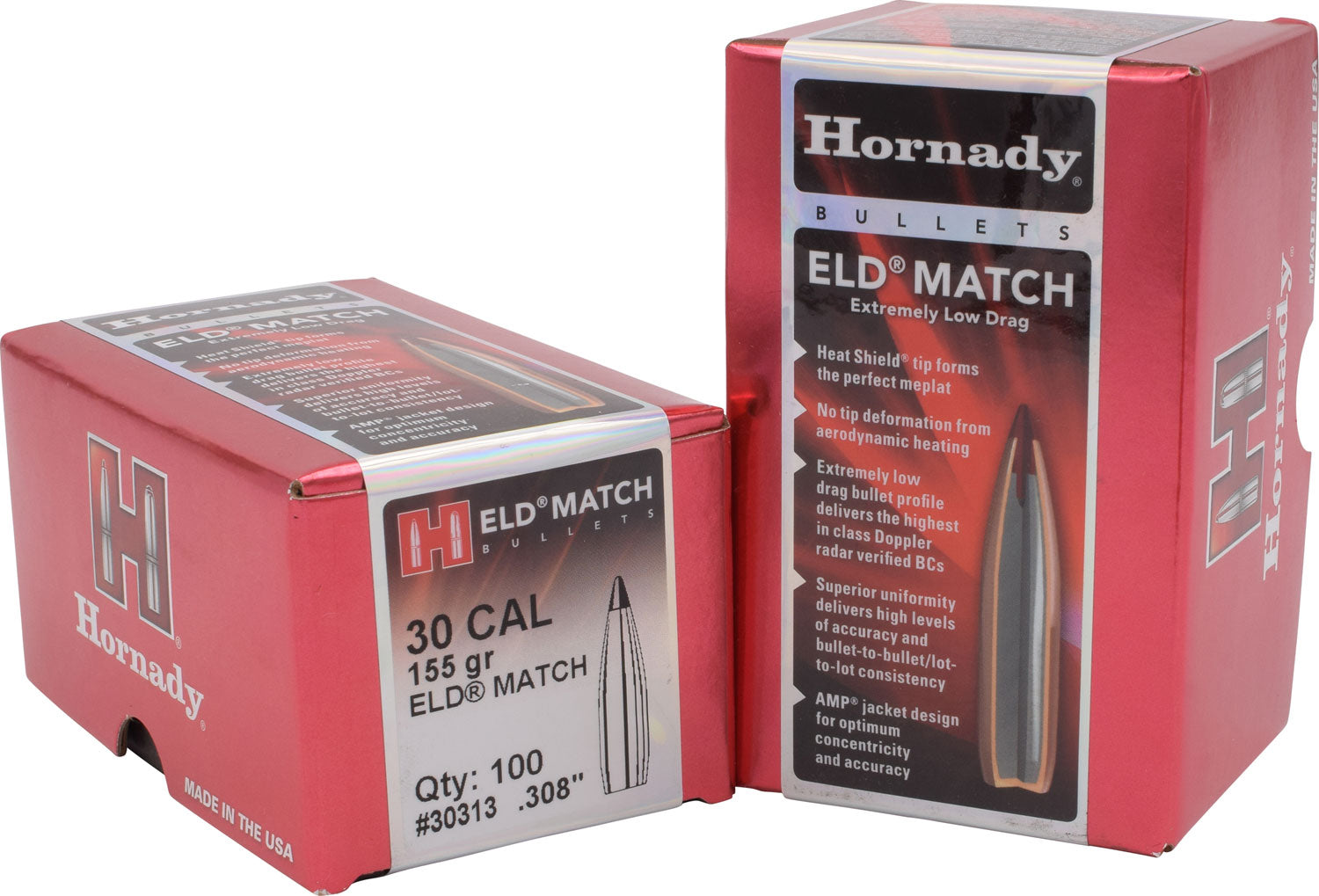 Hornady 30313 ELD Match .308 Caliber 155 Grain Target Bullets Box of 100