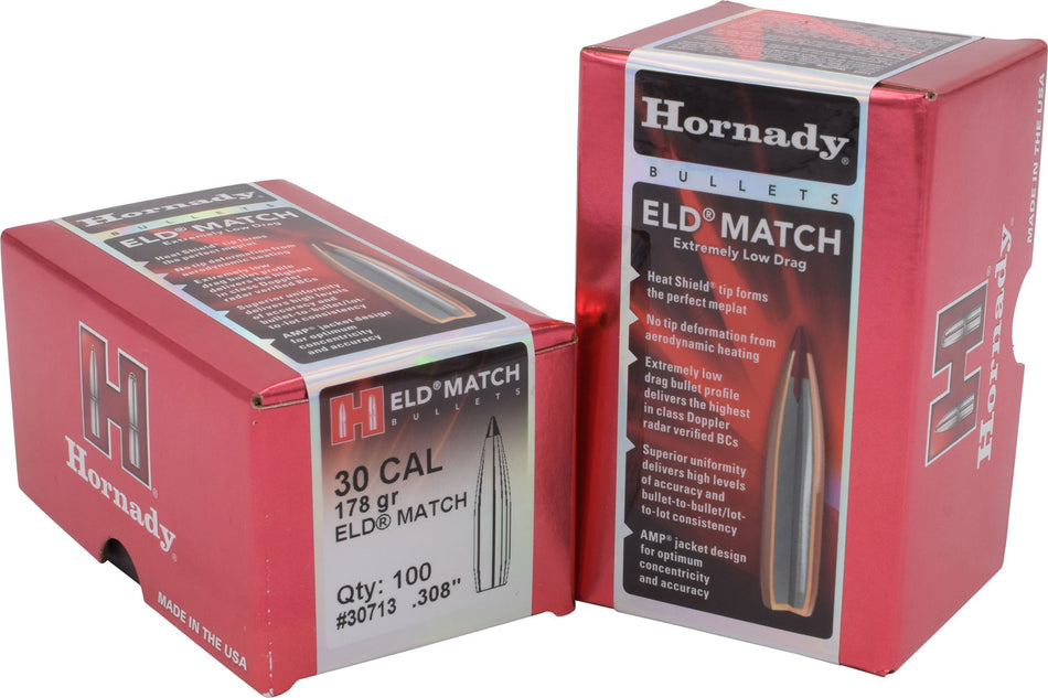 Hornady 30713 ELD Match .308 Caliber 178 Grain Target Bullets Box of 100