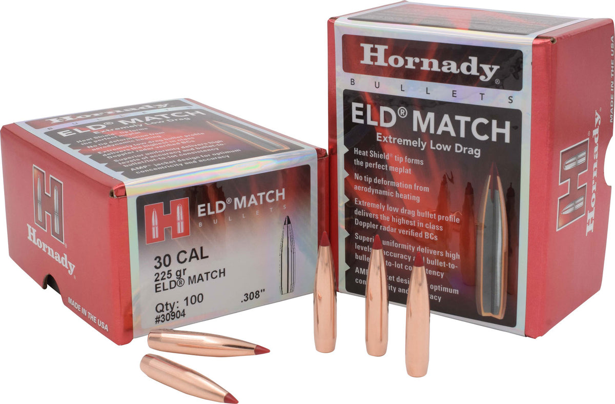Hornady 30904 ELD Match .308 225 Grain Extremely Low Drag Match 100 Per Box