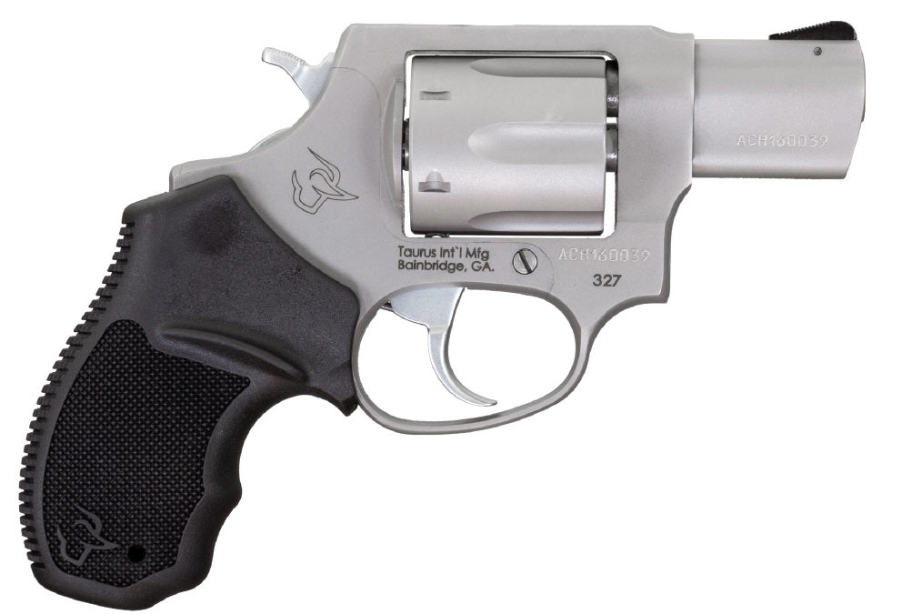 Taurus 232729 327 Small Frame 327 Federal Mag 6rd 2" Matte Stainless Steel Barrel, Cylinder & Frame, Black Finger Groove Rubber Grip, Hammer Safety