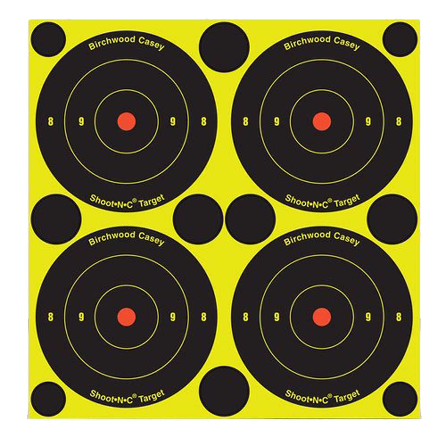 Birchwood Casey 34315 Shoot-N-C Reactive Bullseye Target Self-Adhesive 3 Inch Black/Yellow 12 Pack