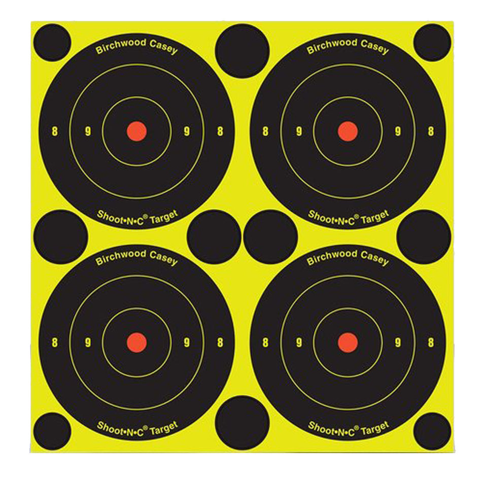 Birchwood Casey 34315 Shoot-N-C Reactive Bullseye Target Self-Adhesive 3 Inch Black/Yellow 12 Pack
