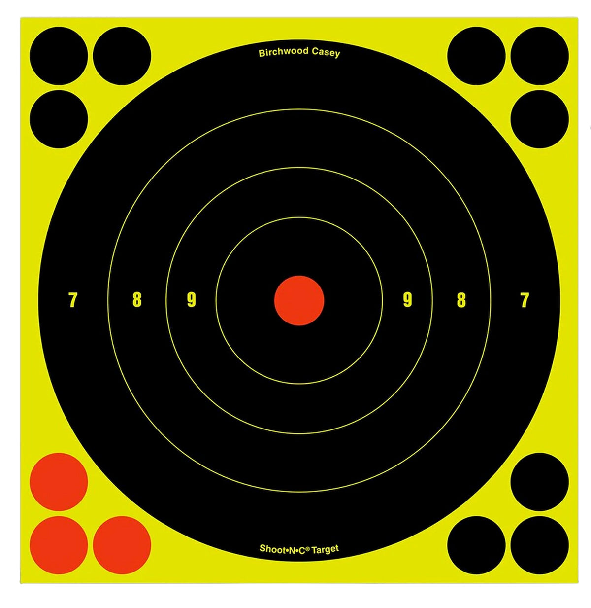 Birchwood Casey Shoot-N-C Reactive 8" Bullseye Paper Target Black/Yellow/Red 30 Pack