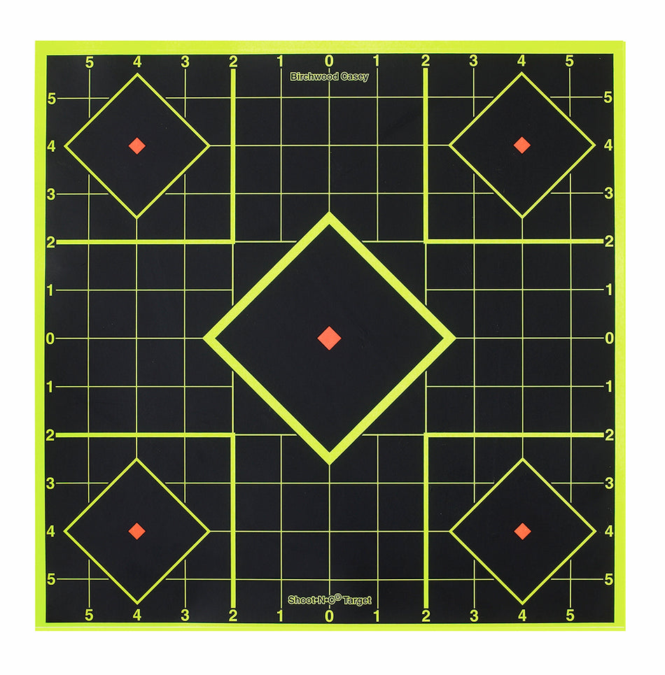 Birchwood Casey Shoot-N-C Reactive 8" 5-Diamond Paper Target Black/Yellow 6 Pack