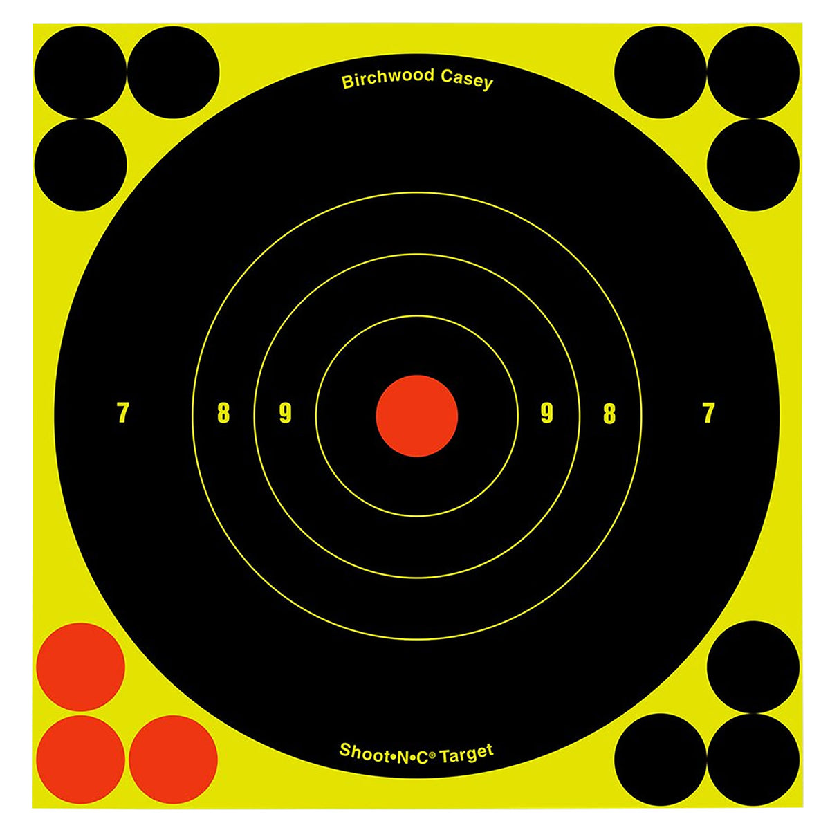 Birchwood Casey Shoot-N-C Reactive 6" Bullseye Paper Target Black/Yellow/Red 60 Pack