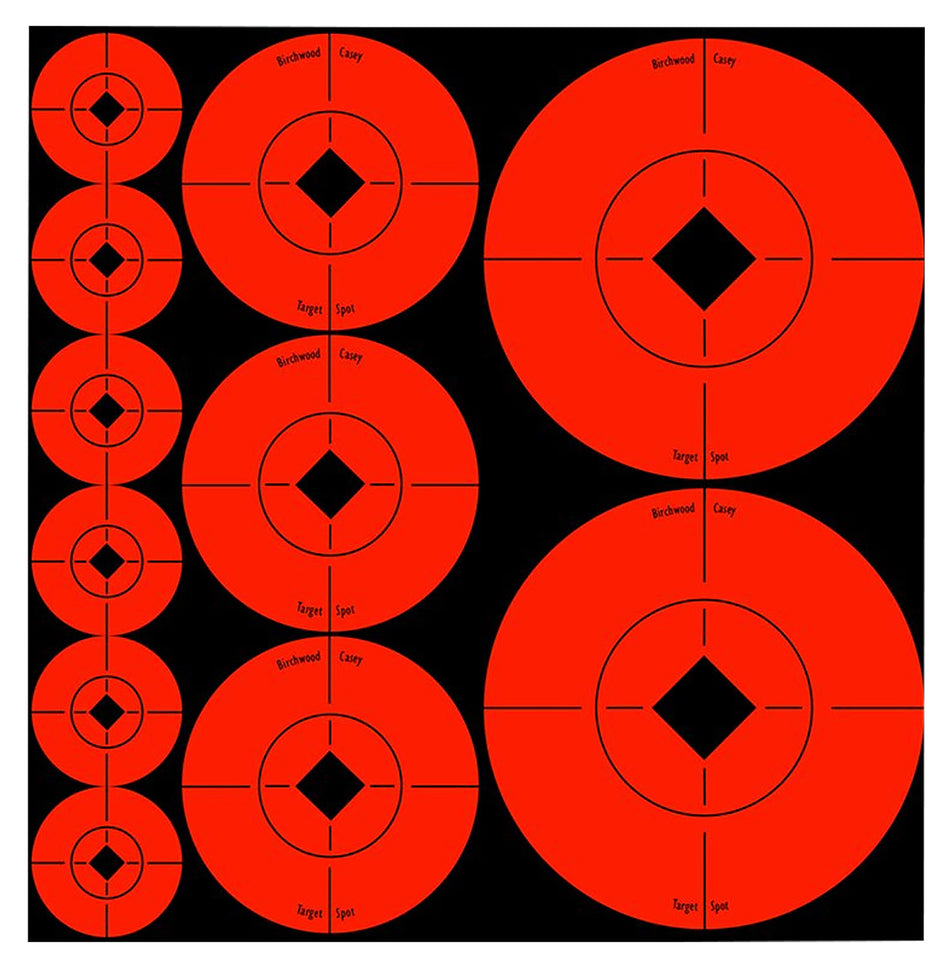 Birchwood Casey 33928 Self-Adhesive Orange Target Spots Bullseye Paper 60 Pack Assorted