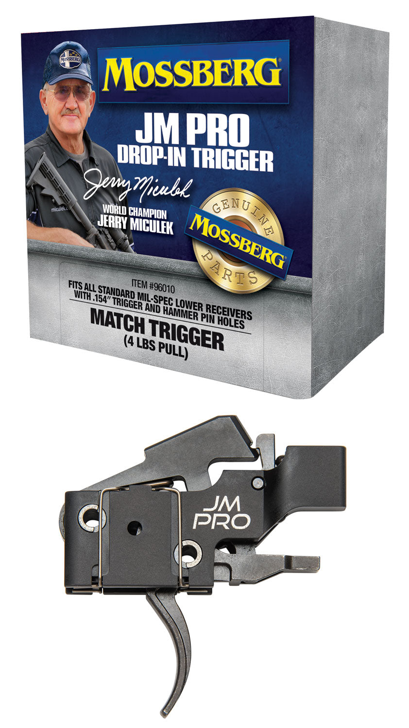 Mossberg 96010 JM Pro Match Drop-In AR Trigger 4 lb Creep-Free Break for AR15 & AR10 .154" Pin