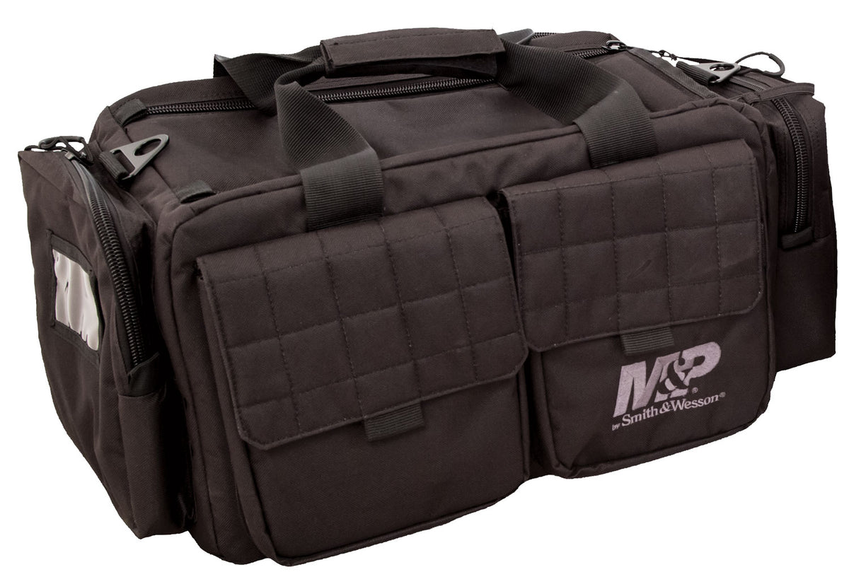 M&P Accessories 110023 Officer Series Tactical Range Bag 22" Black Nylon with Padded Handgun Cases
