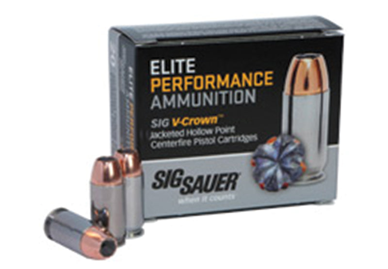 Sig Sauer .45 ACP/Auto Elite Performance 230 grain V Crown Jacketed Hollow Point ammunition