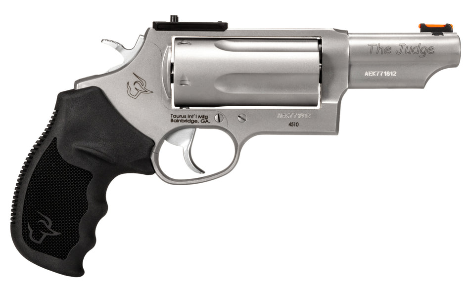 Taurus 24410P39MAG Judge T.O.R.O Magnum Compact Frame 45 Colt (Long Colt)/410 Gauge 5rd 3" Matte Stainless Steel Barrel, Cylinder & Frame, Black Rubber Grip, Transfer Bar Safety, Exposed Hammer