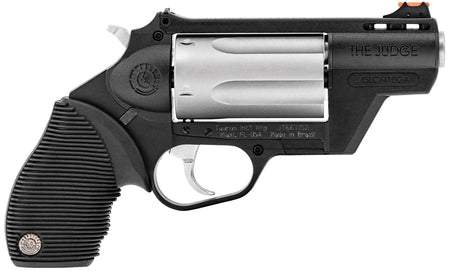 Taurus 2441029TCPLY Judge Public Defender 45 Colt (LC) Caliber or 2.50" 410 Gauge 5 Shot 2.50" Black Finish Barrel, Matte Stainless Finish Cylinder, Black Finish Polymer Frame & Black Ribber Grip