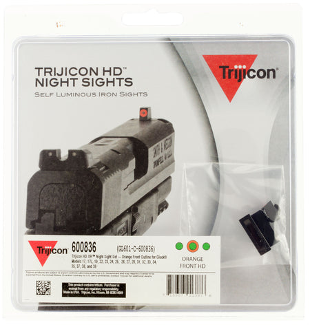 Trijicon HD XR Night Sight Set Orange Outline Front Green Rear Glock 17 19 22 Standard Frame – 600836