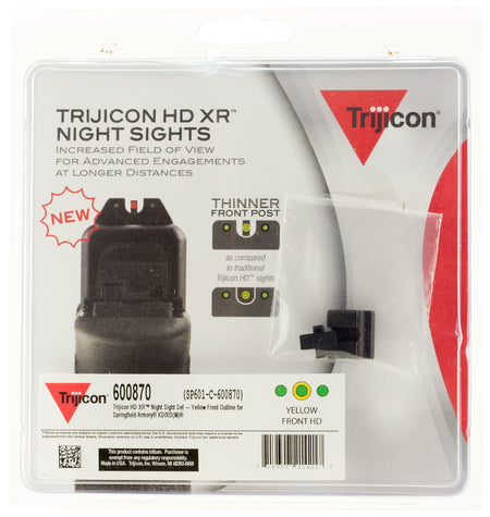 Trijicon 600870 HD XR Tritium Night Sight Set Green/Yellow Front & Green/Black Rear - Springfield XD Series