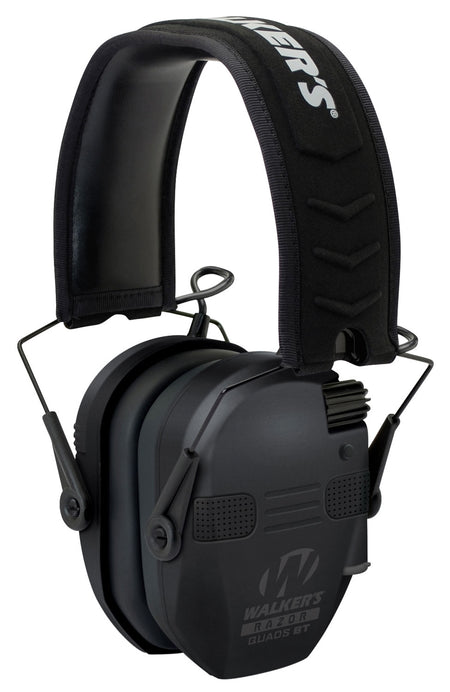 Walker's GWPRSEQMBT Razor Slim Electronic Muff Quad Mic Bluetooth 23 dB Black Polymer