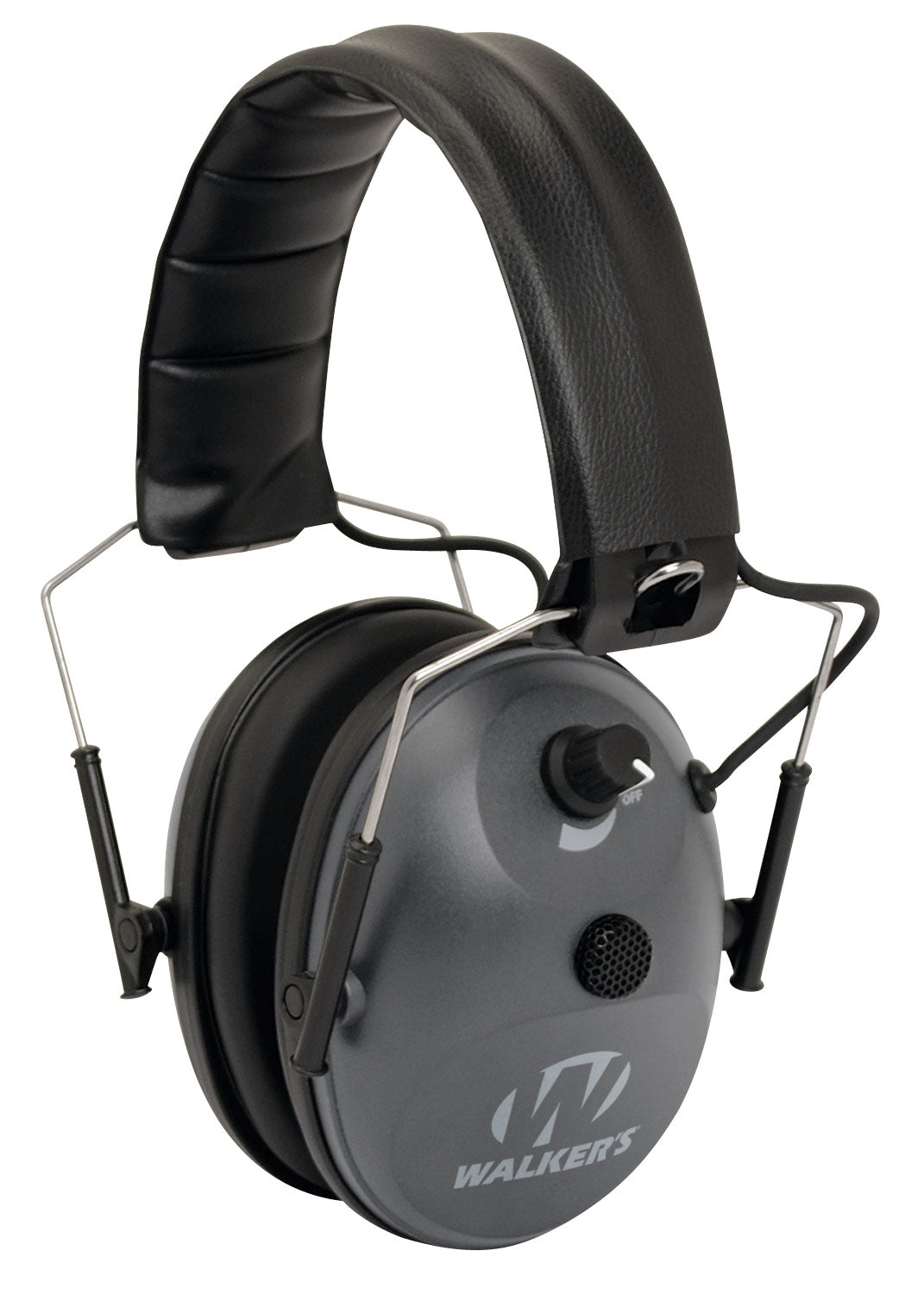Walker's Single Mic Low-Profile Electronic Muff 24dB Over-the-Head Gray and Black