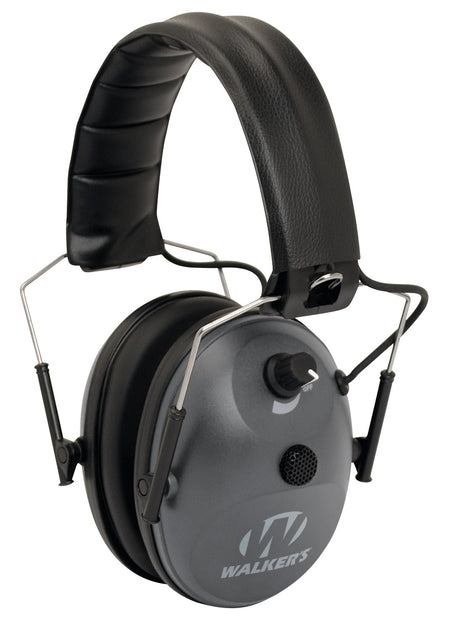 Walker's Single Mic Low-Profile Electronic Muff 24dB Over-the-Head Gray and Black