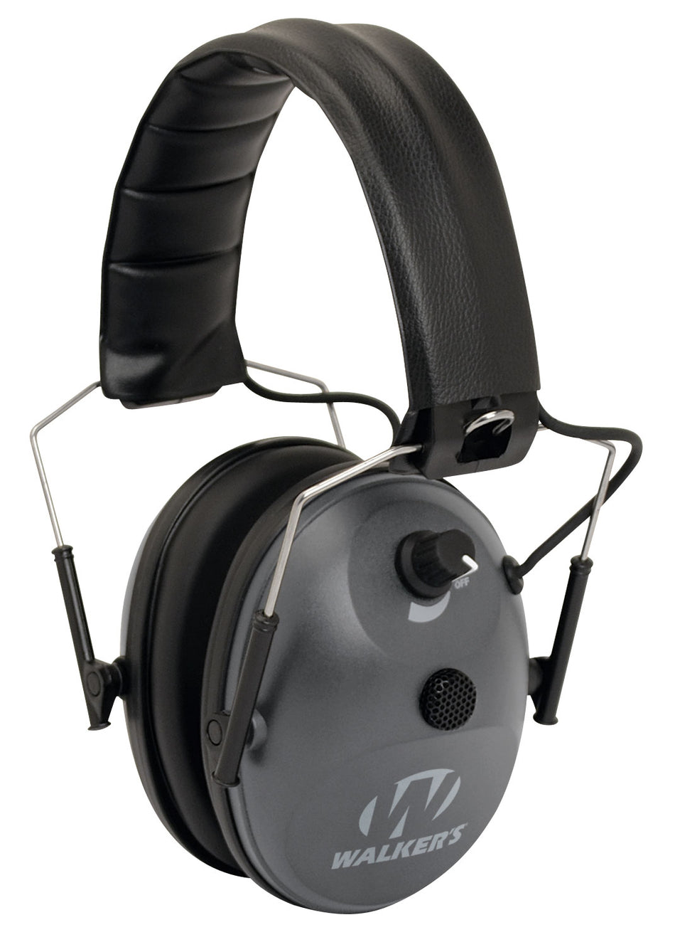 Walker's Single Mic Low-Profile Electronic Muff 24dB Over-the-Head Gray and Black