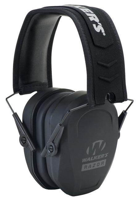 Walker's Razor Slim Passive Earmuff 27dB Over-the-Head Ultra-Low Profile Black