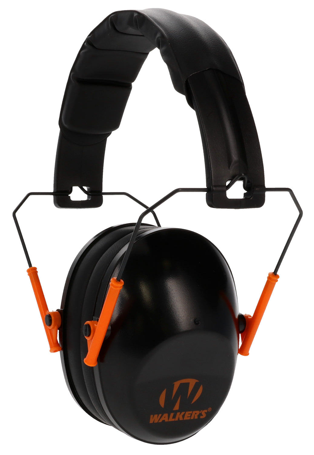 Walker's Pro Low Profile Passive Earmuff 22dB NRR Black/Orange Accent Folding Design
