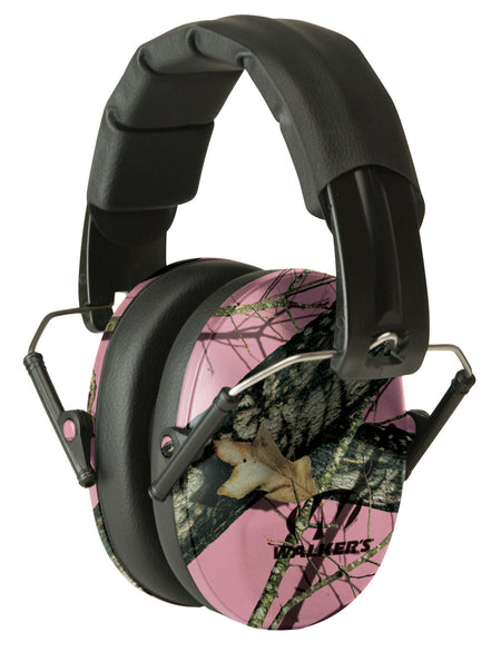 Walker's Pro Low Profile Passive Earmuff 22dB NRR Mossy Oak Pink Camouflage Design