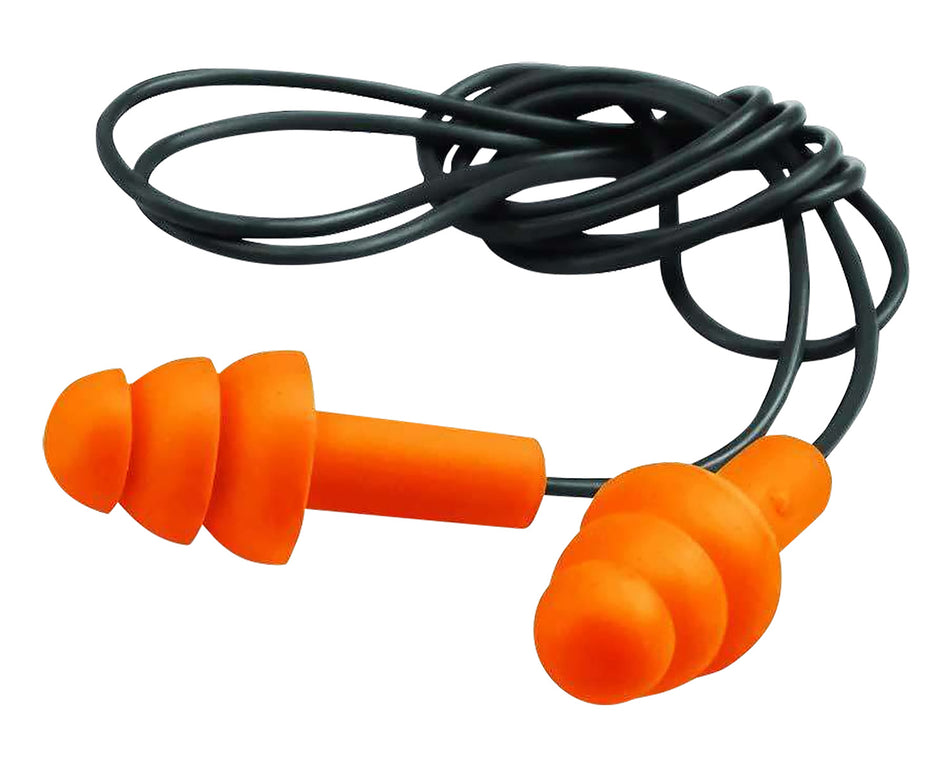 Walker's Corded Foam Hearing Plugs 25dB NRR Orange/Black with Plastic Storage Case 2-Pack
