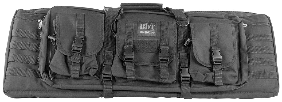 Bulldog BDT6037B Tactical Double 37" Black Nylon Rifle Case, Padded Internal Divider and Accessory Pockets