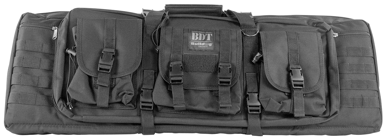Bulldog BDT6037B Tactical Double 37" Black Nylon Rifle Case, Padded Internal Divider and Accessory Pockets