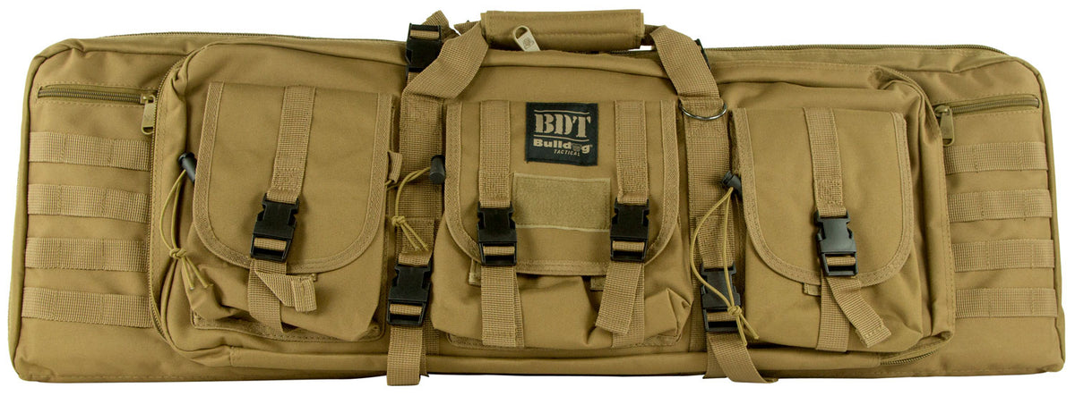 Bulldog BDT6037T Tactical Double 37" Tan Nylon Rifle Case, Lockable Zippers and Deluxe Padded Backstraps