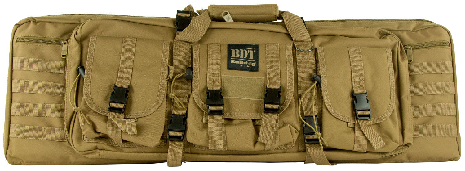 Bulldog BDT6037T Tactical Double 37" Tan Nylon Rifle Case, Lockable Zippers and Deluxe Padded Backstraps