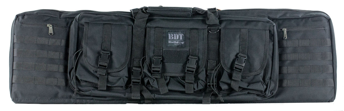 Bulldog BDT6043B Tactical Double 43" Black Nylon Rifle Case, Lockable Zippers and Deluxe Padded Backstraps