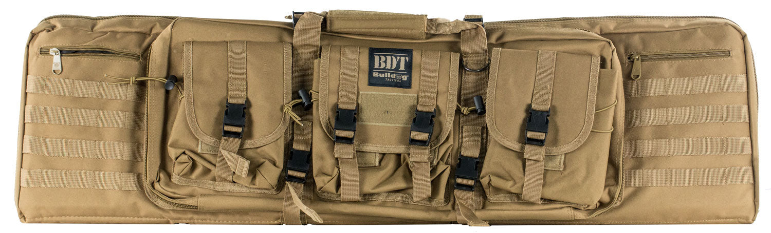 Bulldog BDT6043T Tactical Double 43" Tan Nylon Rifle Case, Lockable Zippers and Deluxe Padded Backstraps