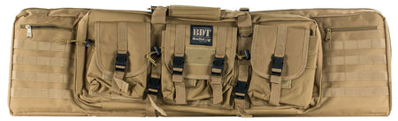 Bulldog BDT6043T Tactical Double 43" Tan Nylon Rifle Case, Lockable Zippers and Deluxe Padded Backstraps