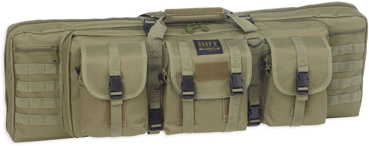 Bulldog BDT6043G Tactical Double 43" Green Nylon Rifle Case, Lockable Zippers and Deluxe Padded Backstraps