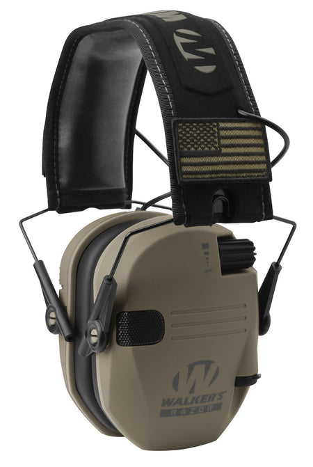 Walker's Razor Patriot Electronic Hearing Muff 23dB FDE/Black Velcro Patch Headband